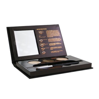 Beauty Express For Brows & Eyes Kit (Brow Powder Duo + Brow Wax Cream + Eyeshadow Duo + Stencils + Angled Brush) - # Brunette