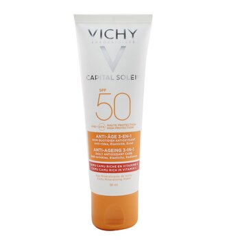 Vichy Capital Soleil 抗衰老 3 合 1 日常抗氧化防曬 SPF 50 - 抗皺、彈力、光澤 (Capital Soleil Anti-Ageing 3-In-1 Daily Antioxidant Sun Care SPF 50 - Anti-Wrinkles, Elasticity, Radiance)