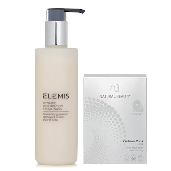 Elemis Dynamic Resurfacing Facial Wash 200ml X Natural Beauty r-PGA Deep Hydration Moisturizing Cushion Mask (Exp Date: 01/2026) 6x 20ml